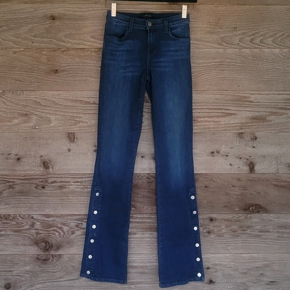 J Brand Charlene Mid Rise Boot Cut Jeans in Dark Denim Size 24
